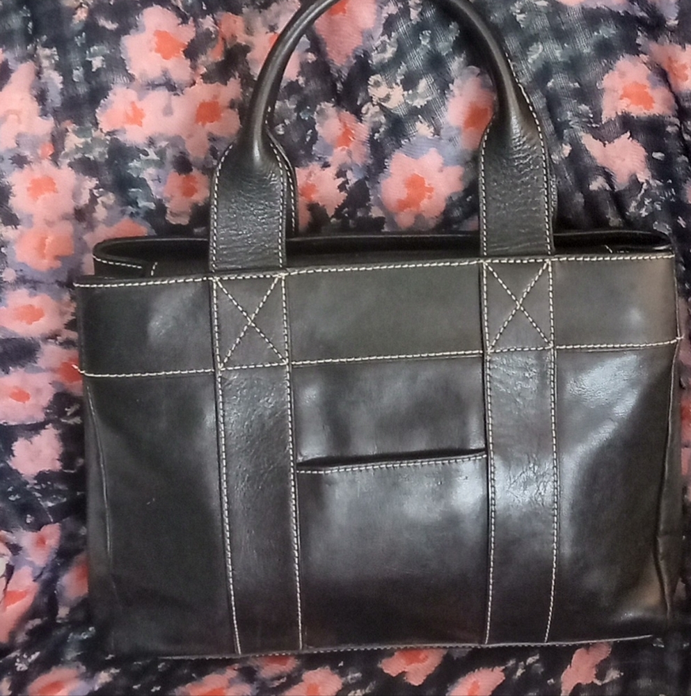Hype Vintage Small Black Leather Tote Handbag